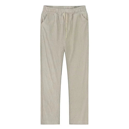 Leinenhose – Kordelzug – gerades Bein – Sommerhose – Herrenhose-Chaps Herrenmode