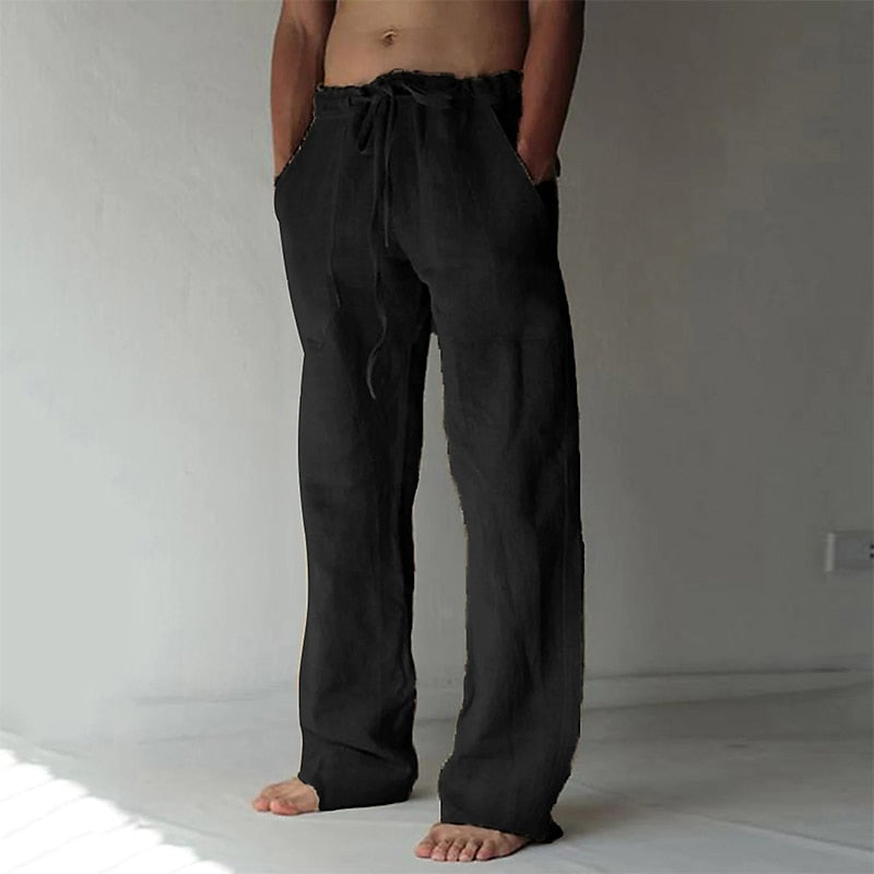 Leinenhose – Locker sitzend – Kordzug – Sommerhose – Herren-Leinenhose-Chaps Herrenmode