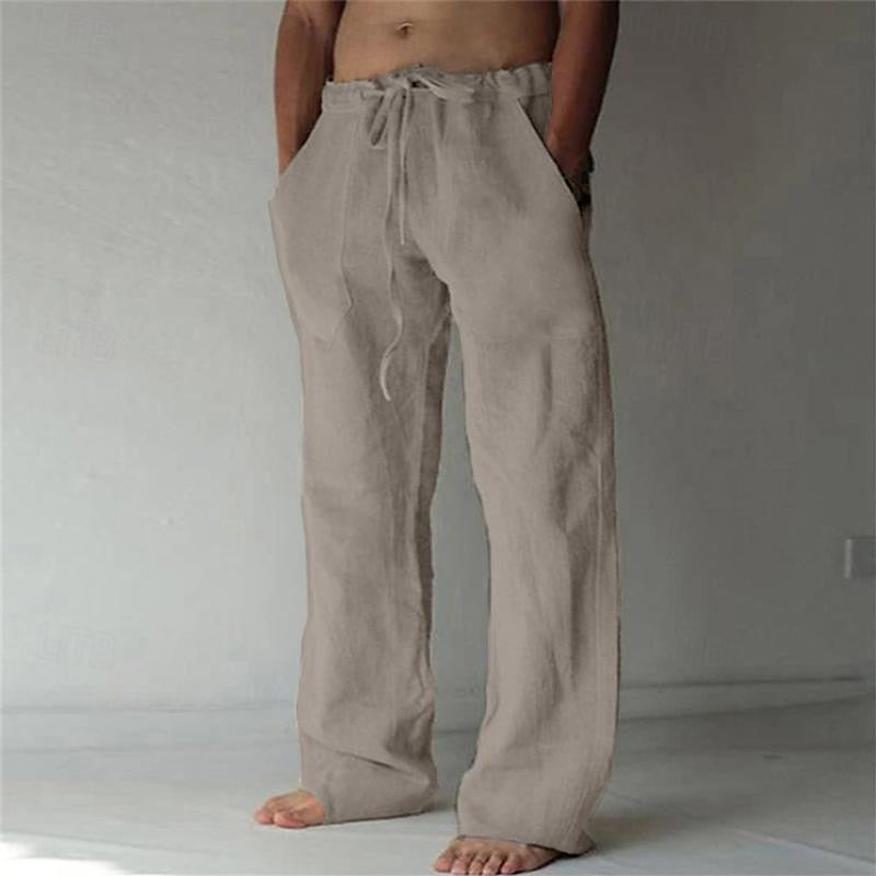 Leinenhose – Locker sitzend – Kordzug – Sommerhose – Herren-Leinenhose-Chaps Herrenmode