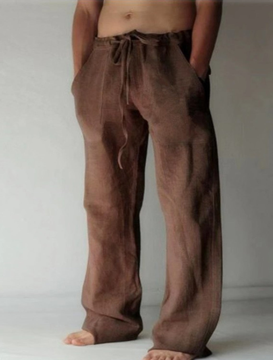Leinenhose – Locker sitzend – Kordzug – Sommerhose – Herren-Leinenhose-Chaps Herrenmode
