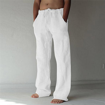 Leinenhose – Locker sitzend – Kordzug – Sommerhose – Herren-Leinenhose-Chaps Herrenmode