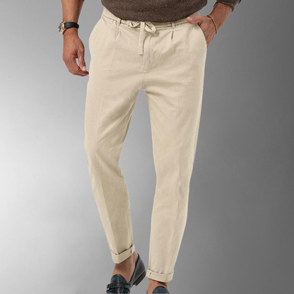 Leinenhose – atmungsaktive, schmal geschnittene Sommerhose für Herren-Beige-M-Chaps Herrenmode