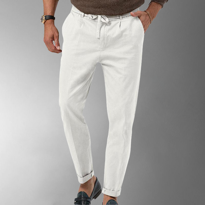 Leinenhose – atmungsaktive, schmal geschnittene Sommerhose für Herren-Weiß-M-Chaps Herrenmode