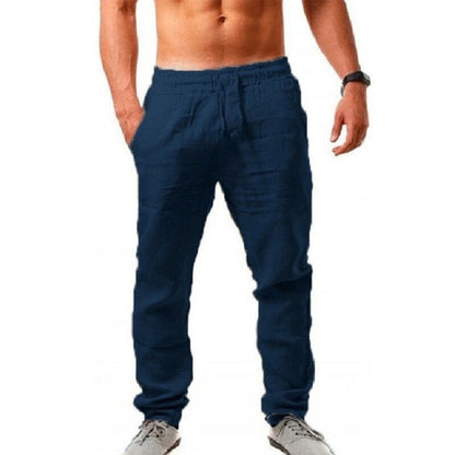 Leinenhose – elastischer Bund – gerades Bein – Sommerhose – Herrenhose-Meer-S-Chaps Herrenmode