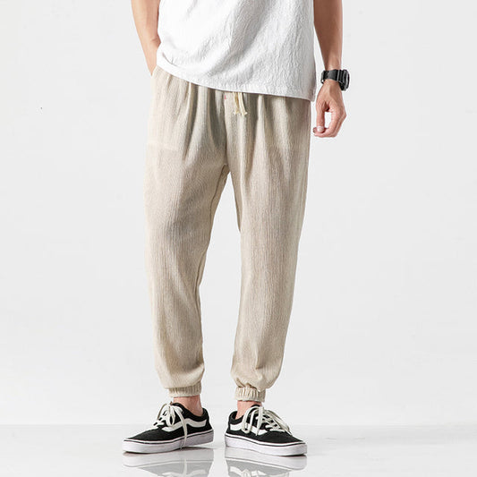 Leinenhose – leicht – Baggy – Jogginghose – Herrenhose-Khaki-M-Chaps Herrenmode