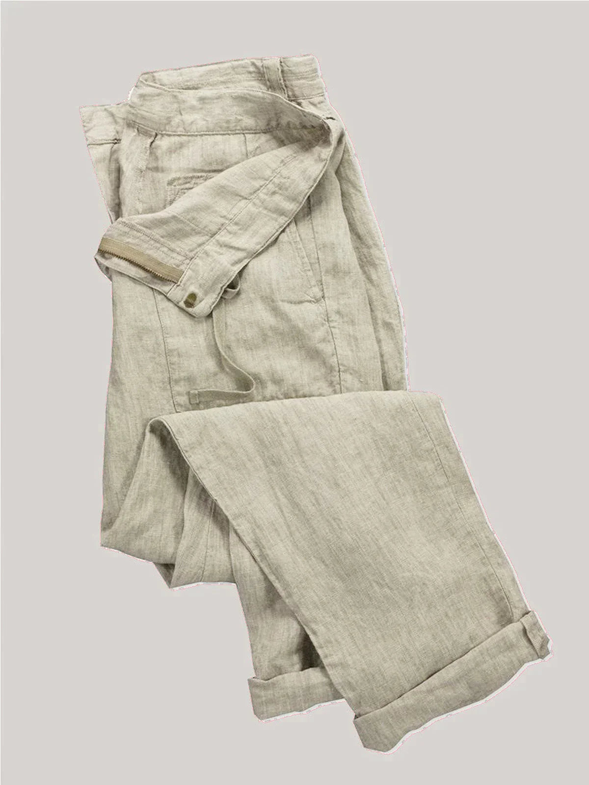 Leinenhosen - Taschen - Kordelzug - Sommerhosen - Leinenbekleidung für Männer-Beige-XS-Chaps Herrenmode