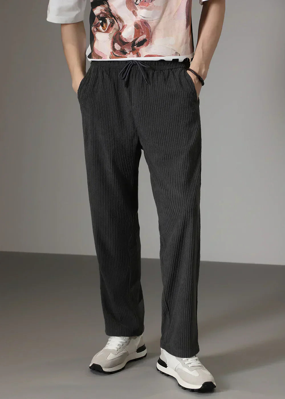 Locker sitzende Hosen – Lässige Herrenhose mit geradem Bein und Kordelzug-Chaps Herrenmode