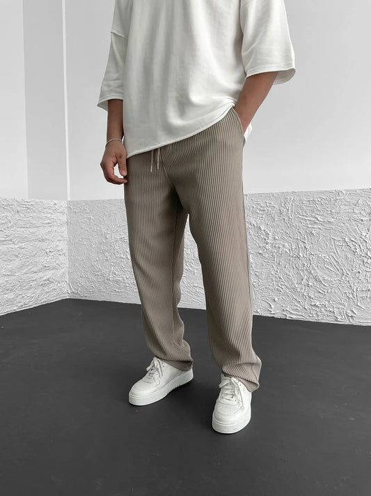Locker sitzende Hosen – Lässige Herrenhose mit geradem Bein und Kordelzug-Chaps Herrenmode