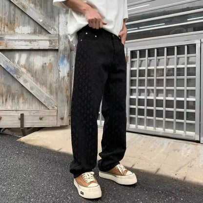 Lockere Passform Jeans – Gemusterte Baggy-Jeans mit Monogramm für Männer-Chaps Herrenmode