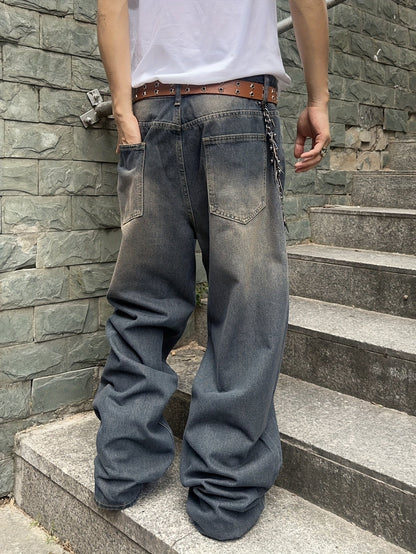 Lockere Passform Jeans | Gewaschen | Hip Hop | Baggy Jeans | Herrenjeans-Chaps Herrenmode