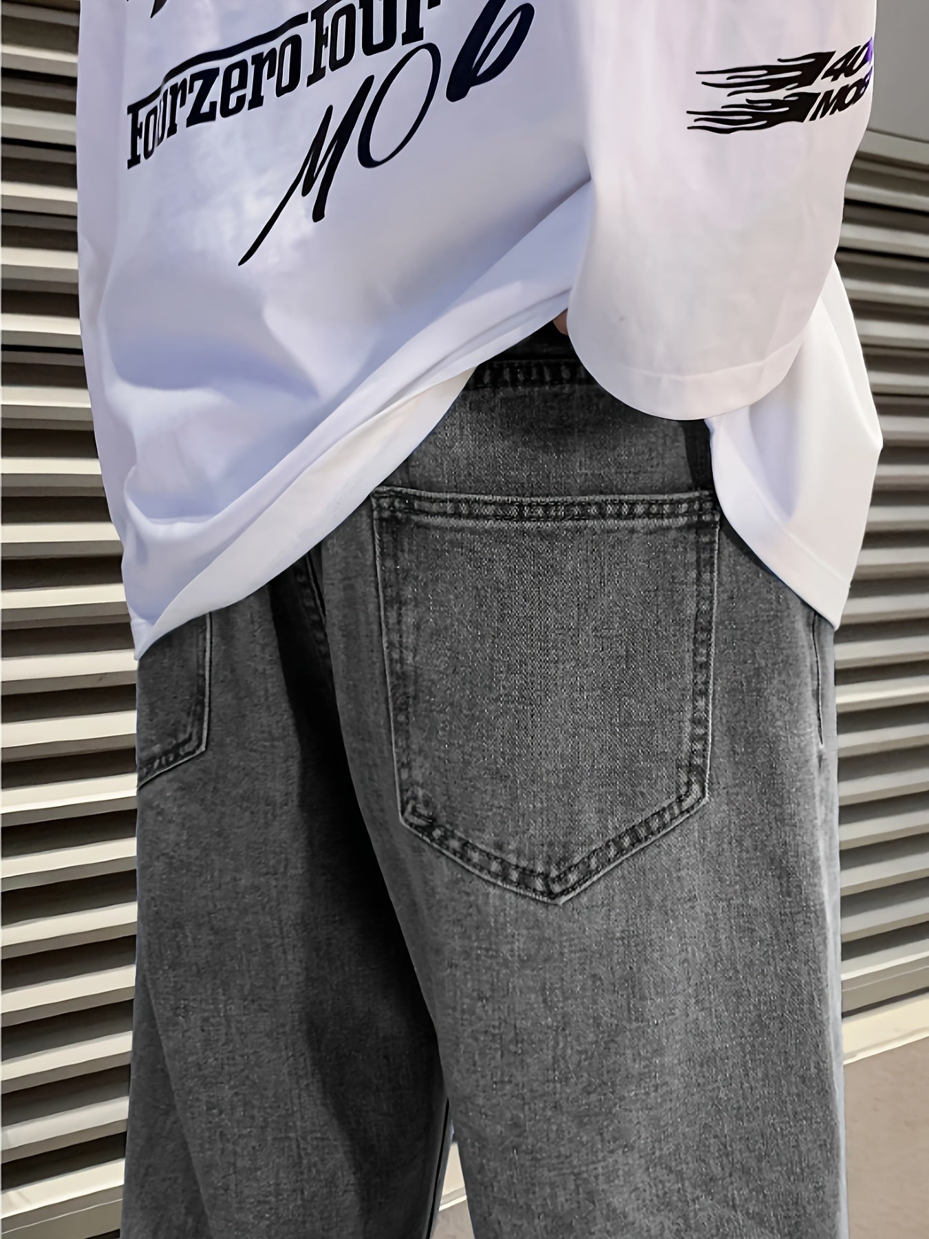 Lockere Passform Jeans – Lässig – Grau – Baggy Jeans – Herrenjeans-Chaps Herrenmode