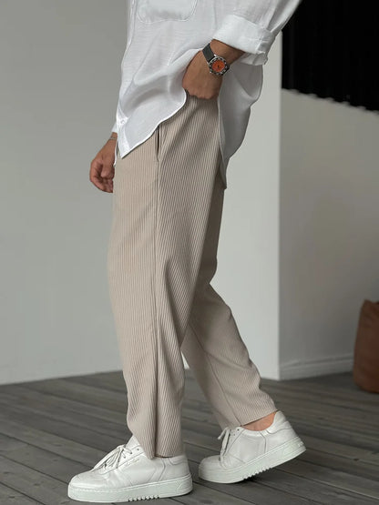 Loose Fit Hose - Gerippt - Elastische Taille - Gerade Hosenbeine - Herrenhosen-Chaps Herrenmode