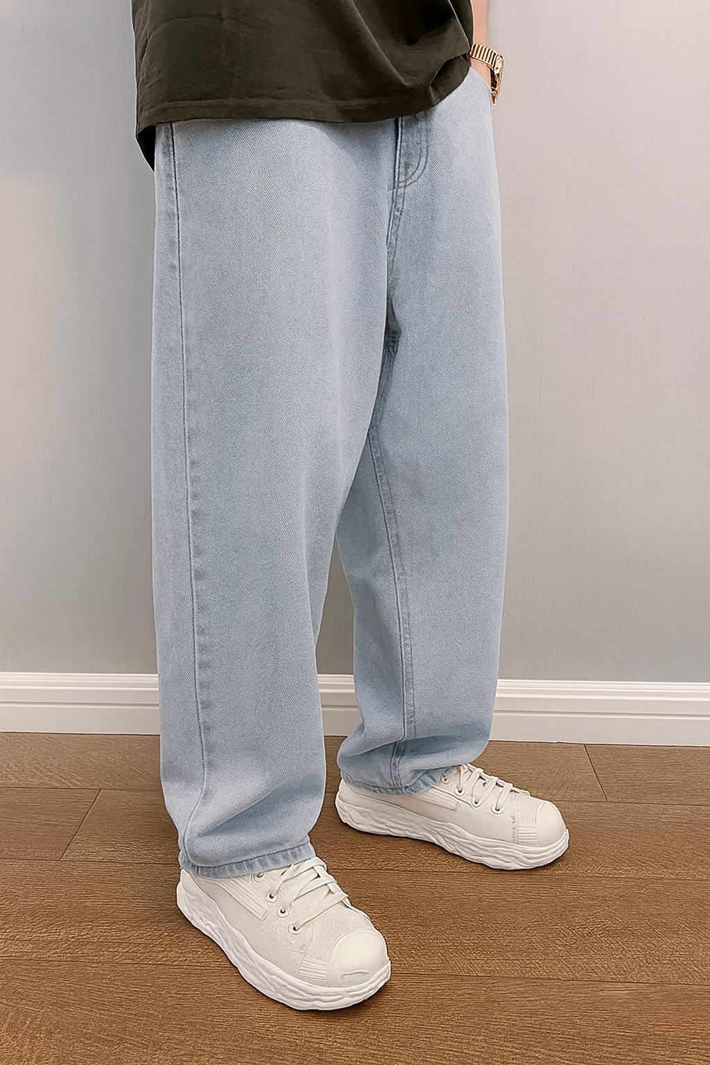 Loose Fit Jeans - Herren Stonewash Hip Hop Baggy Jeans-Hellblau-29-Chaps Herrenmode