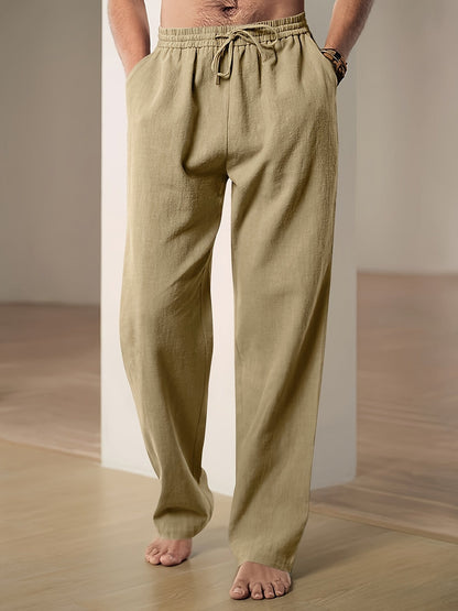 Lounge-Hose – Locker sitzende Freizeit-Hose mit Kordelzug für Herren-Khaki-S-Chaps Herrenmode