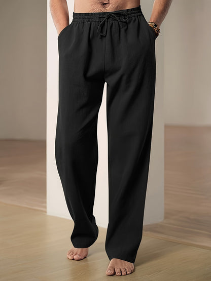 Lounge-Hose – Locker sitzende Freizeit-Hose mit Kordelzug für Herren-Schwarz-S-Chaps Herrenmode