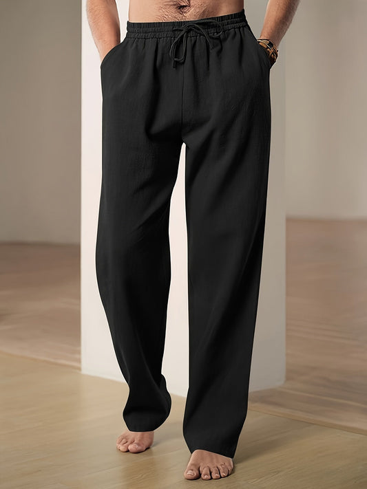 Lounge-Hose – Locker sitzende Freizeit-Hose mit Kordelzug für Herren-Schwarz-S-Chaps Herrenmode