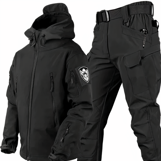 Militär Outfit - Taktische wasserdichte Outdoor Jacke und Hose für Männer-Schwarz-S-Chaps Herrenmode