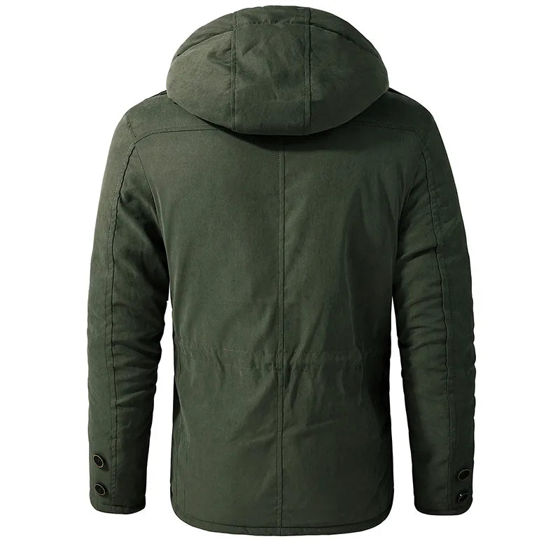 Mit Fleece gefütterte Jacke - Warme Winterjacke mit Kapuze und Taschen für Männer-Chaps Herrenmode
