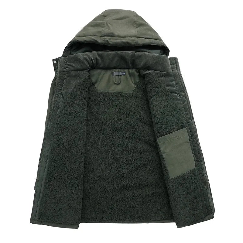 Mit Fleece gefütterte Jacke - Warme Winterjacke mit Kapuze und Taschen für Männer-Chaps Herrenmode