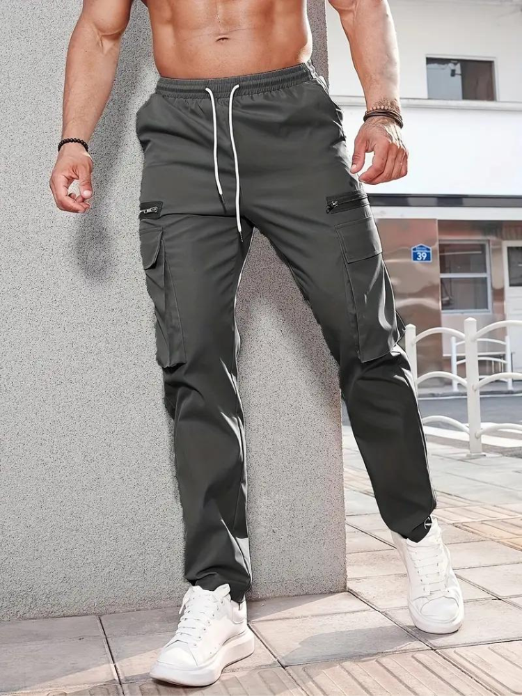 Nero Cargo Hose | Herren Casual Drawstring Jogger-Dunkelgrau-S-Chaps Herrenmode