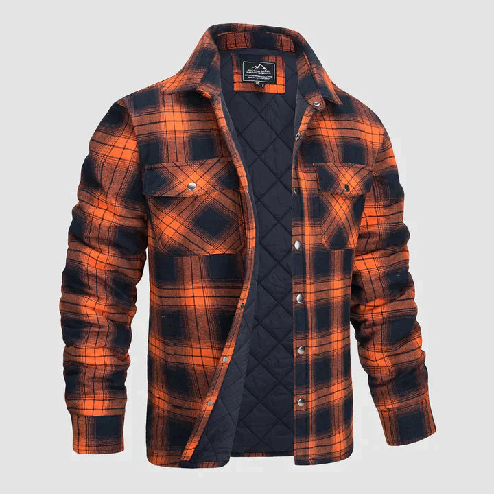 Oberhemd – Langarm – Brusttaschen – Hemd mit Knöpfen – kariertes Hemd-Orange-S-Chaps Herrenmode