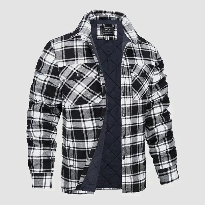 Oberhemd – Langarm – Brusttaschen – Hemd mit Knöpfen – kariertes Hemd-Weiß-S-Chaps Herrenmode