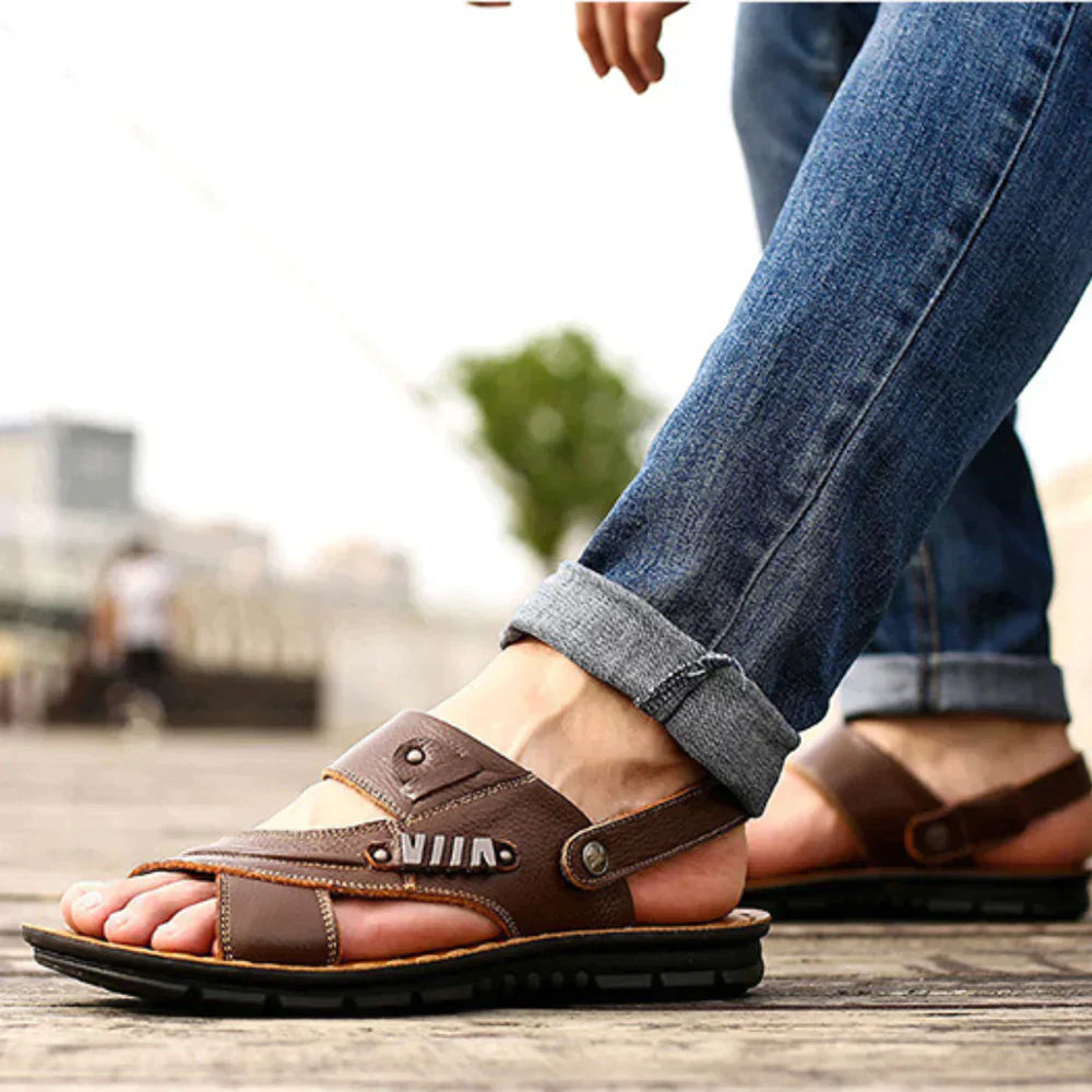 Orthopädische Sandalen - Ergonomisch - Rutschfest - Wanderschuhe - Herrensandalen-Braun-37-Chaps Herrenmode