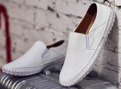 Orthopädische Schuhe | Fußgewölbeunterstützung | Ergonomisch | Schlupfschuhe | Herrenschuhe-Weiß-39-Chaps Herrenmode
