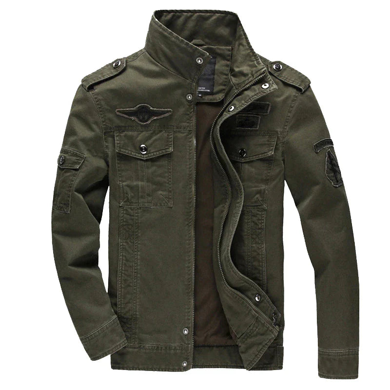 Outdoor-Jacke | Reißverschluss | Taschen | Parka-Jacke | Herren-Jacke-Militärgrün-S-Chaps Herrenmode