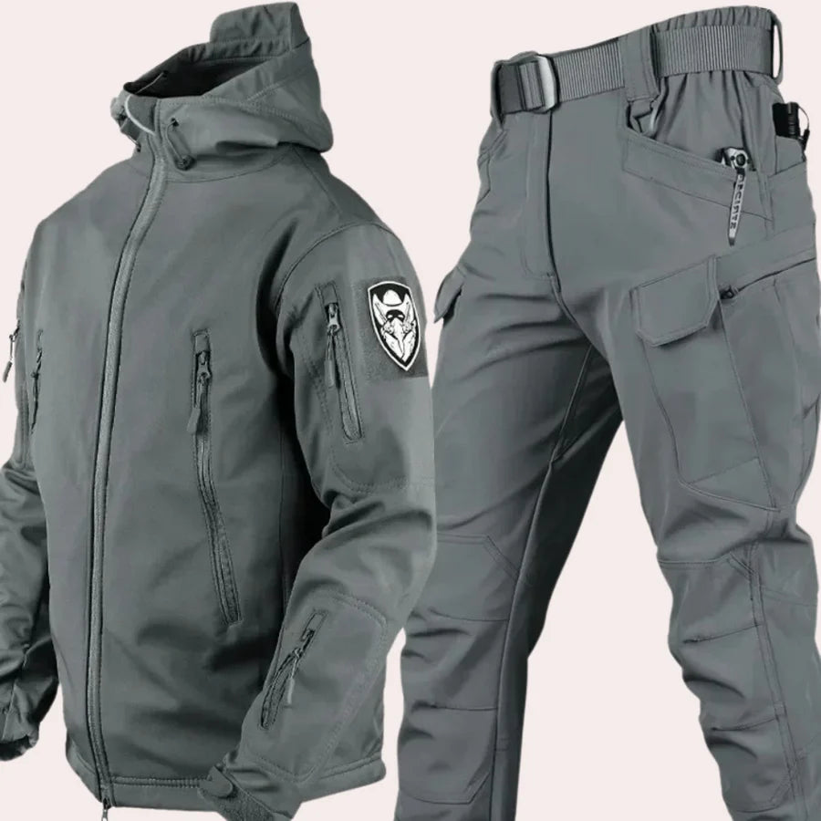 Outdoor-Kleidung – Wasserdichte taktische Militärjacke und -hose für Herren-Grau-S-Chaps Herrenmode