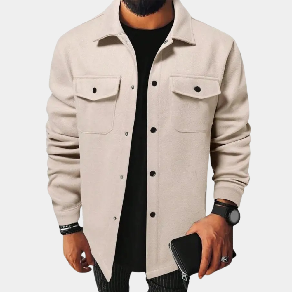 Overshirt – Herrenhemdjacke mit Knöpfen und Brusttaschen-Aprikose-S-Chaps Herrenmode