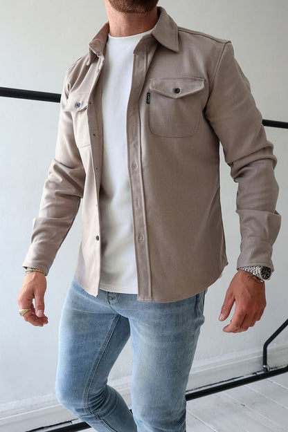Overshirt – Herrenjacke mit Umlegekragen und Knöpfen, mit Taschen-Chaps Herrenmode
