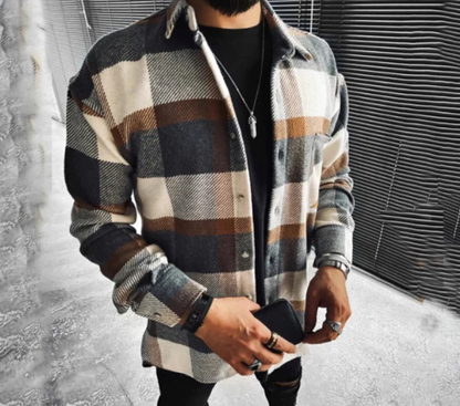Overshirt - Langarmhemd für Männer Flanellhemd Kariert-Braun-XS-Chaps Herrenmode