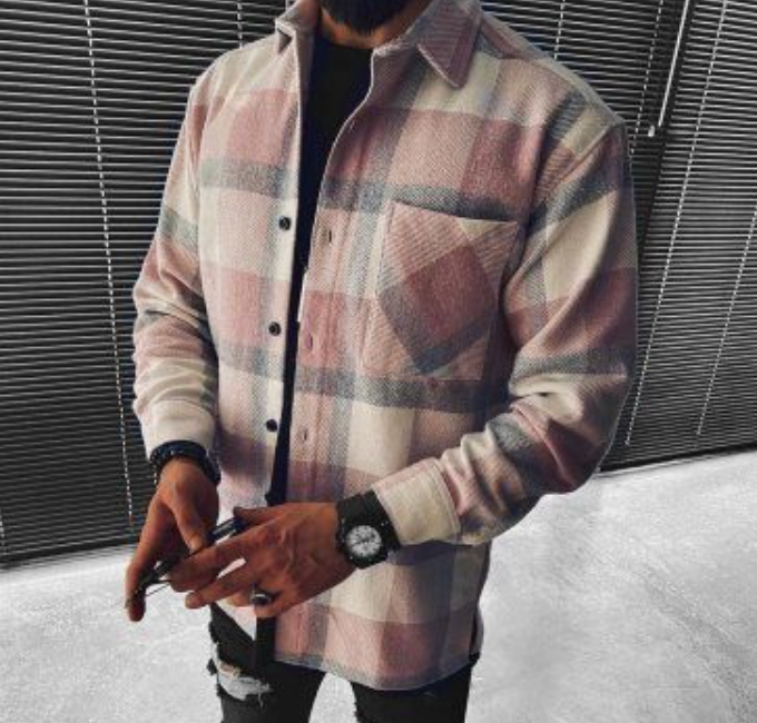 Overshirt - Langarmhemd für Männer Flanellhemd Kariert-Rot-XS-Chaps Herrenmode