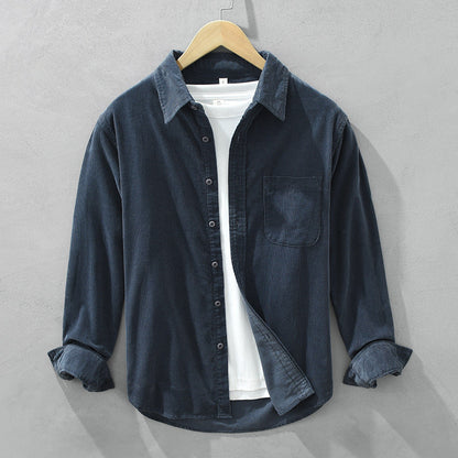 Overshirt - Lässiges Langarm-Knopfleisten-Overshirt für Männer-Dunkelbraun-S-Chaps Herrenmode