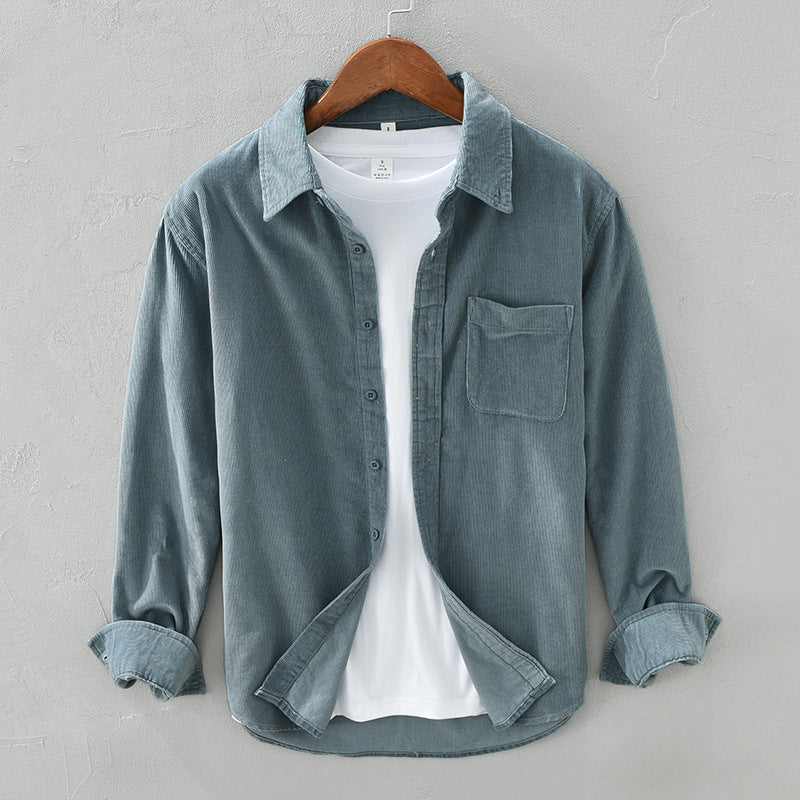 Overshirt - Lässiges Langarm-Knopfleisten-Overshirt für Männer-Hellblau-S-Chaps Herrenmode