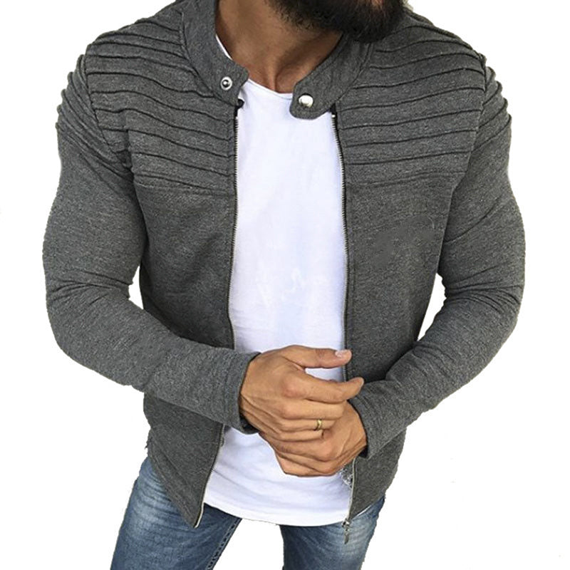 Overshirt – Slim Fit Sweatshirt mit Reißverschluss für Männer-Dunkelgrau-M-Chaps Herrenmode
