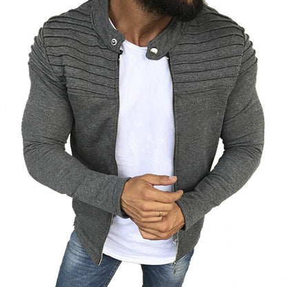 Overshirt – Slim Fit Sweatshirt mit Reißverschluss für Männer-Dunkelgrau-M-Chaps Herrenmode