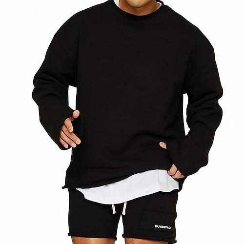 Oversized Pullover – Lässig – Einfarbig – Oversized Sweatshirt – Herren-Sweatshirt-Schwarz-M-Chaps Herrenmode