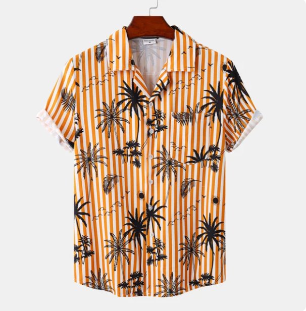 Herren Hawaiihemd Surf Floral Orange