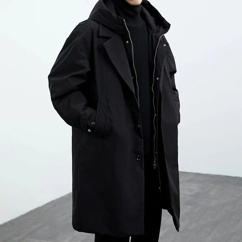 Parka Jacket - Wintermantel mit Kapuze und Übergröße für Männer-Schwarz-S-Chaps Herrenmode