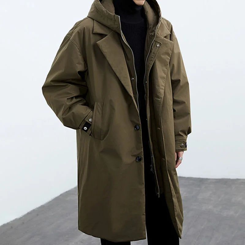 Parka-Mantel – mit Kapuze – winddicht – Oversize-Mantel – Herrenmantel-Armeegrün-M-Chaps Herrenmode