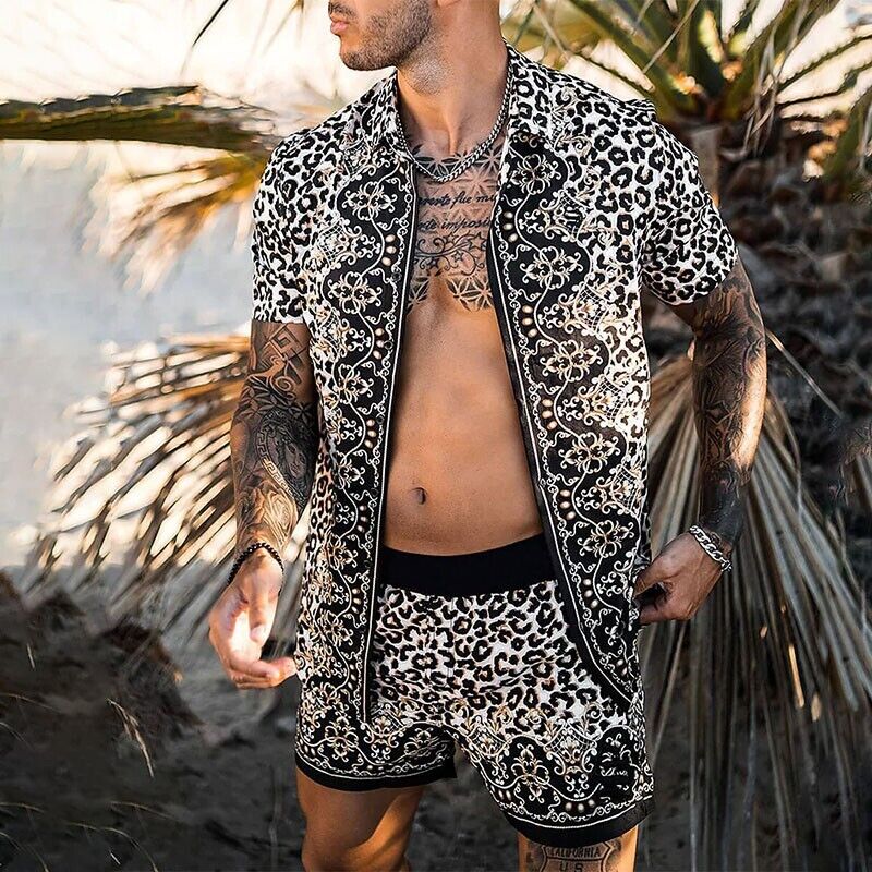 Passendes Set - Zweiteilig - Kurzarm - Herrenbekleidung - Sommerset Herren-Weiß schwarz-S-Chaps Herrenmode