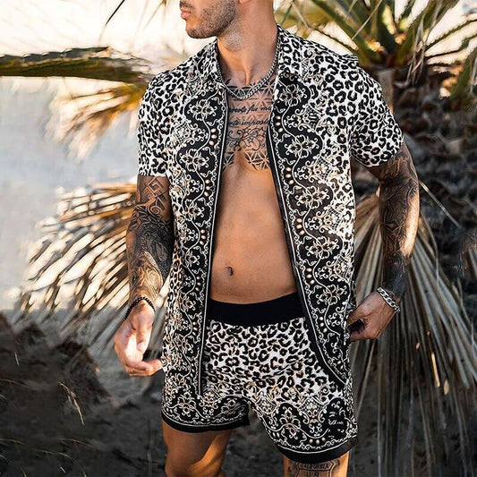 Passendes Set - Zweiteilig - Kurzarm - Herrenbekleidung - Sommerset Herren-Weiß schwarz-S-Chaps Herrenmode