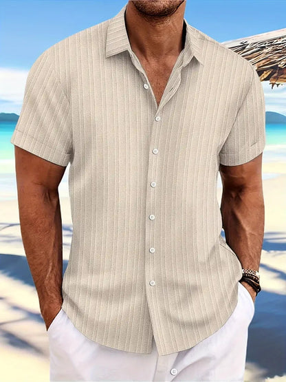 Perry-T-Shirt | Kurzärmeliges Button-up-Hemd für Männer-Aprikose-S-Chaps Herrenmode