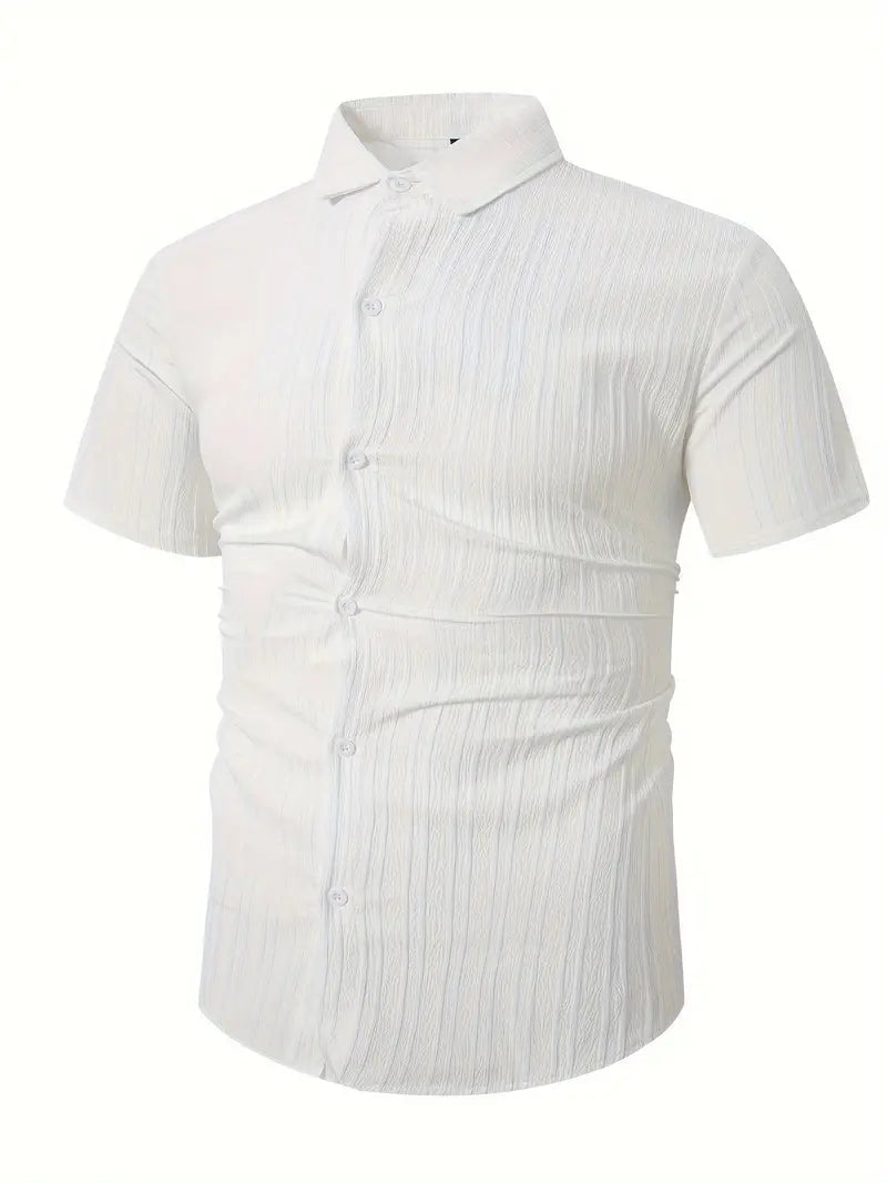 Perry-T-Shirt | Kurzärmeliges Button-up-Hemd für Männer-Weiß-S-Chaps Herrenmode