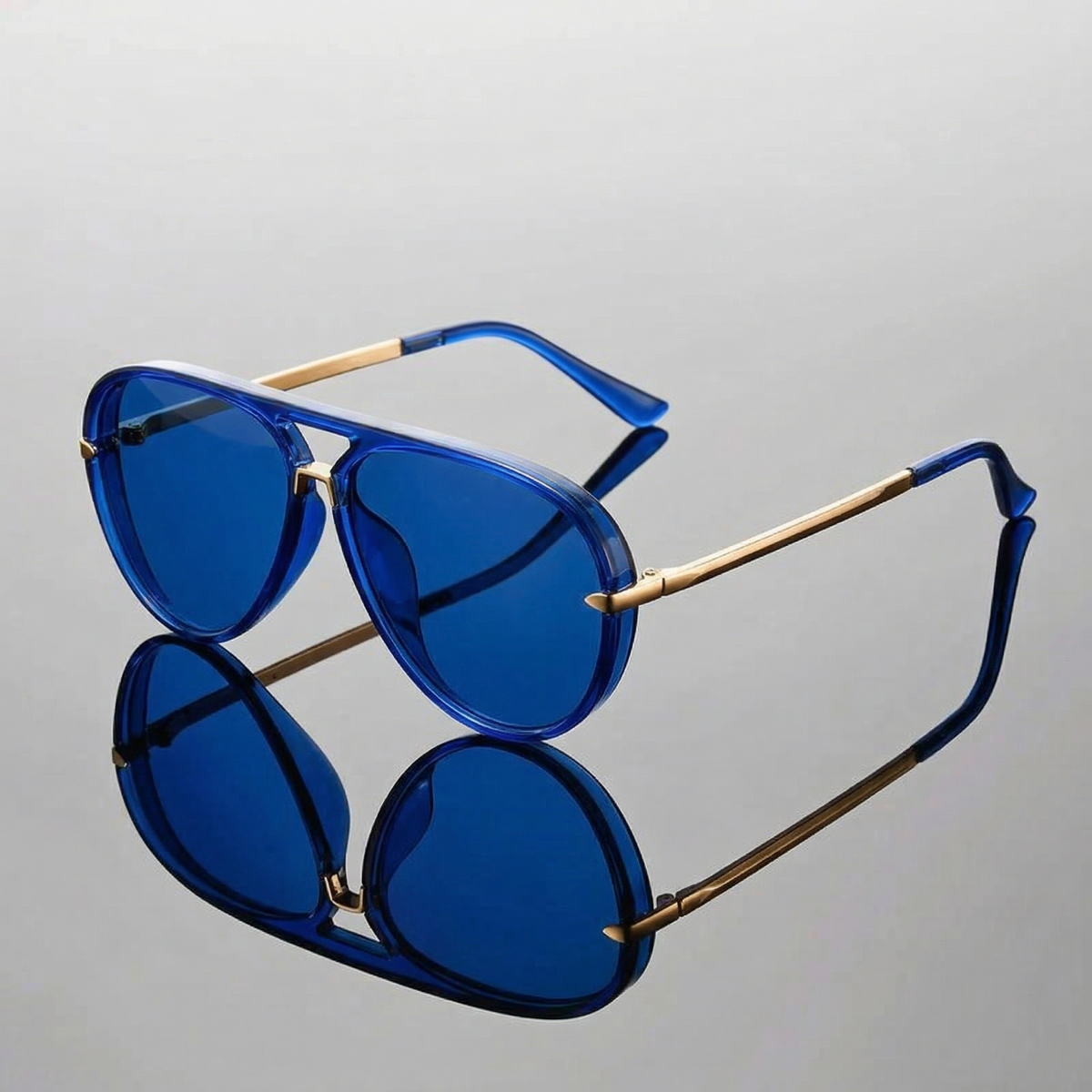 Pilotenbrille | Doppelsteg | Metallbügel | Unisex-Blau-Chaps Herrenmode