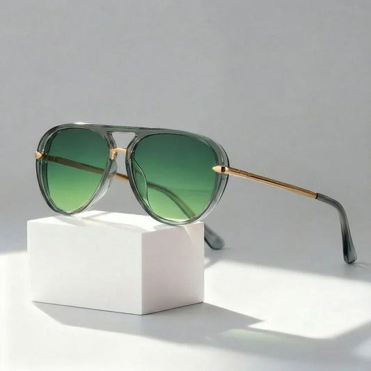Pilotenbrille | Doppelsteg | Metallbügel | Unisex-Grün-Chaps Herrenmode