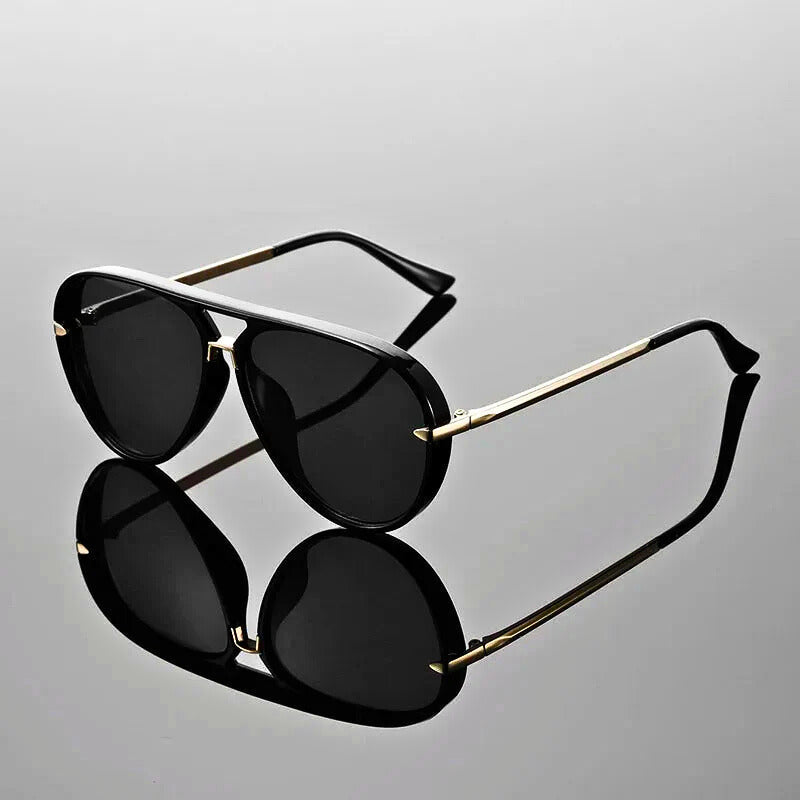 Pilotenbrille | Doppelsteg | Metallbügel | Unisex-Schwarz-Chaps Herrenmode