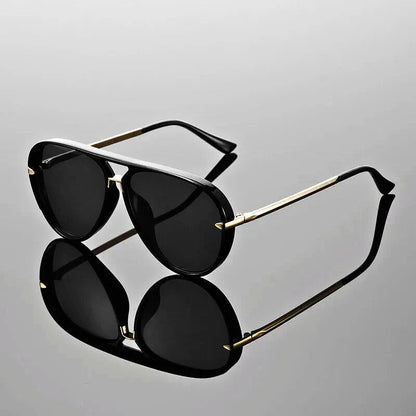 Pilotenbrille | Doppelsteg | Metallbügel | Unisex-Schwarz-Chaps Herrenmode